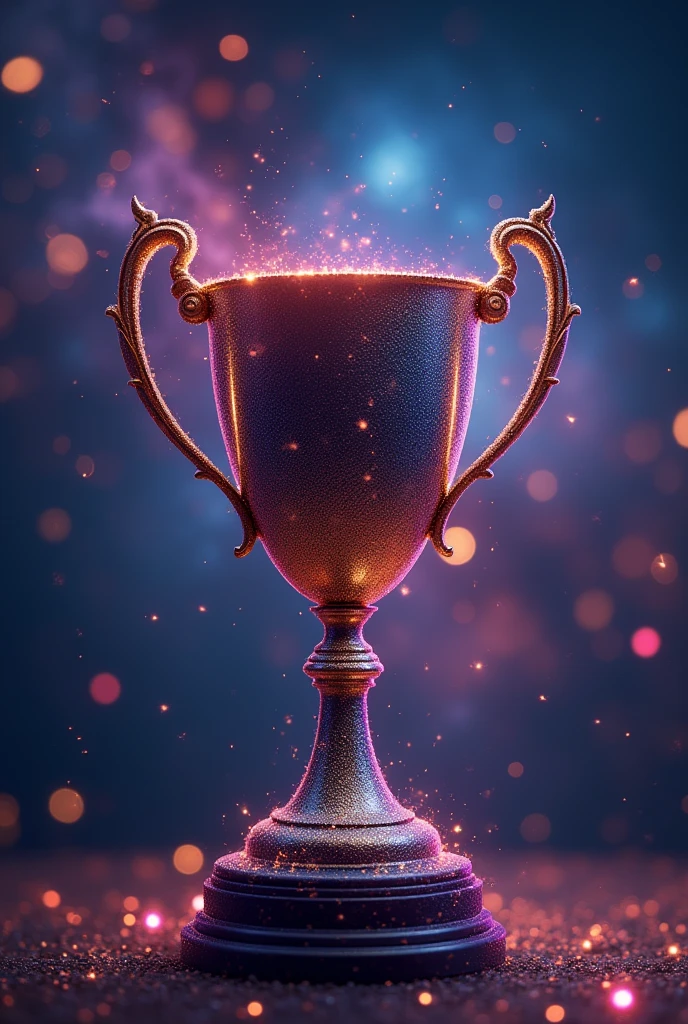 winner trophy alone with a galaxy in the background