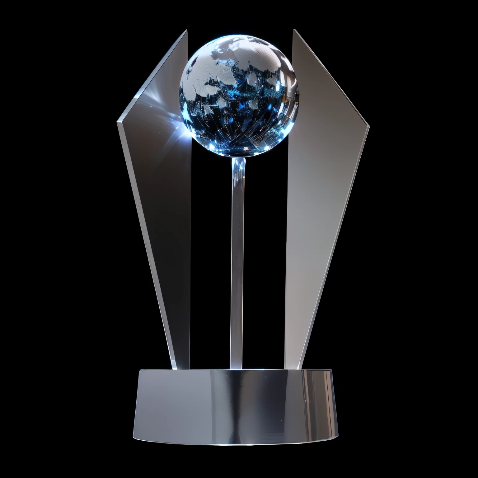 there is a silver trophy with a crystal ball on it, award winning. Backlight. Backlights. Octane render, picture of the year award, award winning cgi, cgsociety award, winning award image, global awarded, award on cgsociety,, metal award winning, plasma, an award winning digital render, winning award piece, award winning cinematic