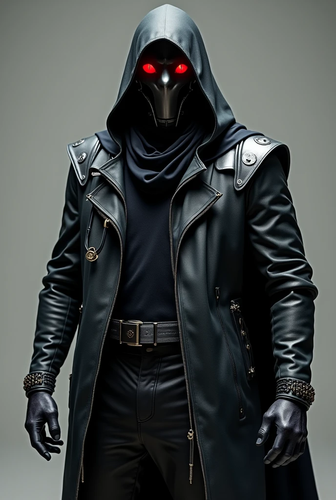 name: John Salles "Arcanus"
kor: 30 Years Superpower: Weapons Handling, High Qi, Apex of the Human Being, martial arts.
weaponry: Any firearm, magic bracelets.

A highly technological suit, Black with gray details and an imposing red-eyed mask 
