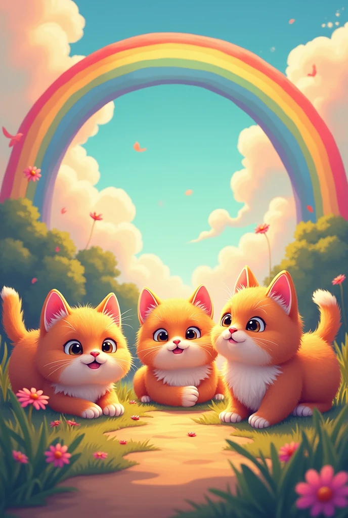Cartoon cute cats in the rainbow