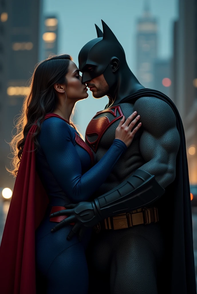 Super Man and Bat Man kissing