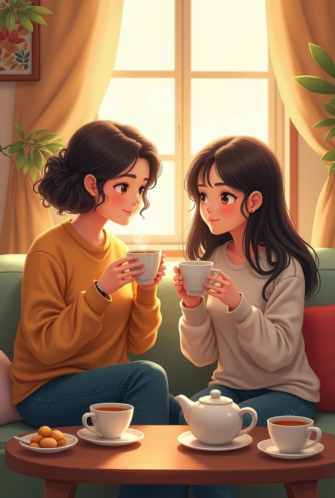 My friend and I are drinking tea