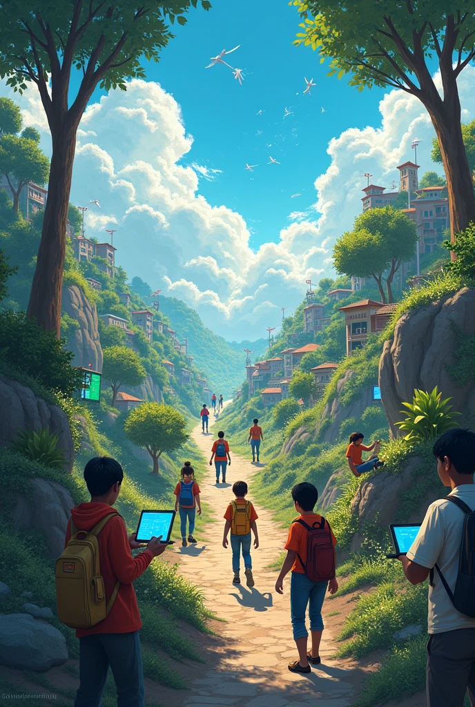 Painting of the thene, from clicks to progress: youth digital pathways for sustainable development