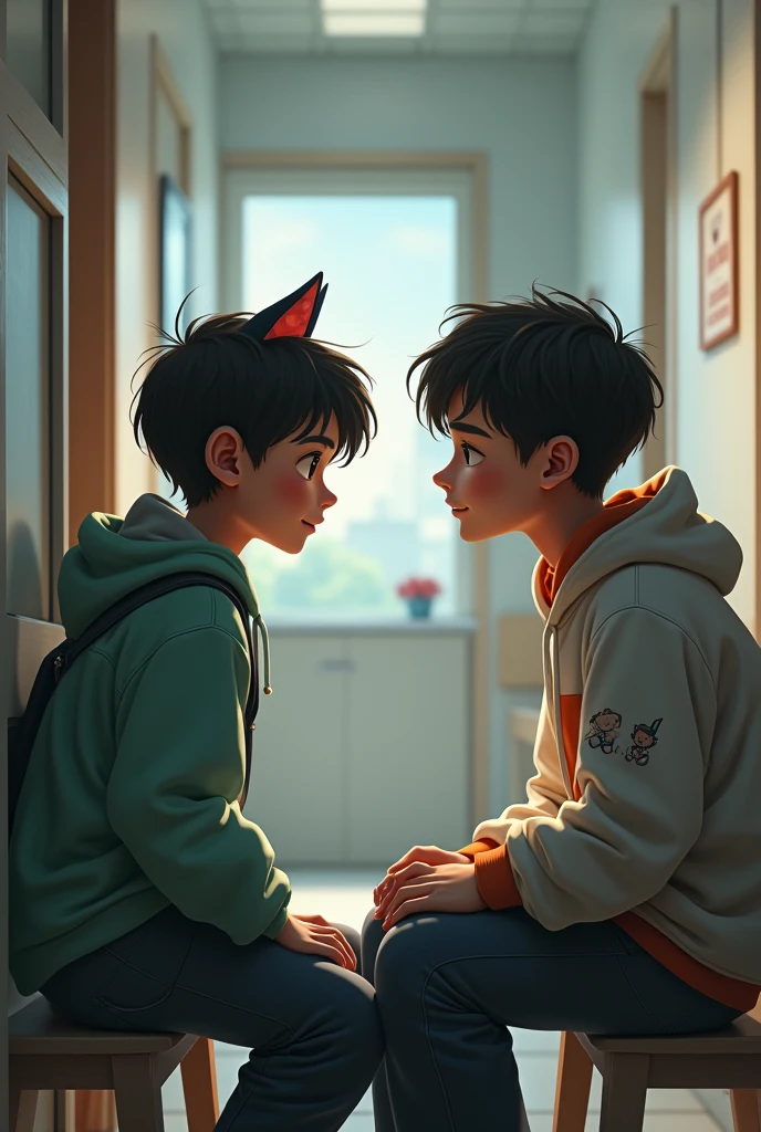 Draw a boy with a hoodie Good cat ears Going to the mental hospital Talking to a crazy person