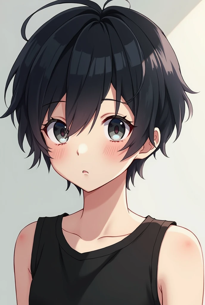 child black hair boy white skin anime