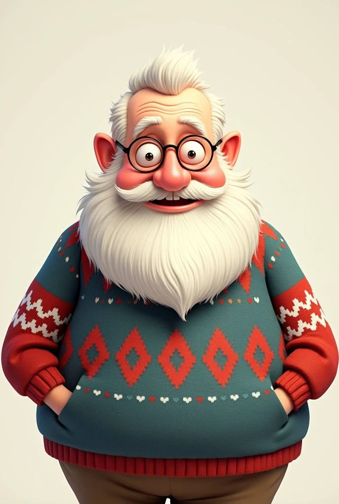 Chubby white guy with glasses and beard and squinty small eyes cartoon of Finnish ancestry