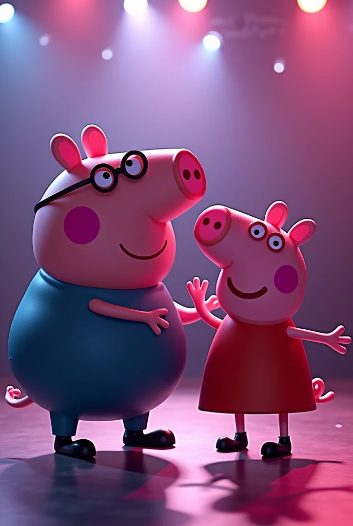 peppa pig dancing in a disco with gerge