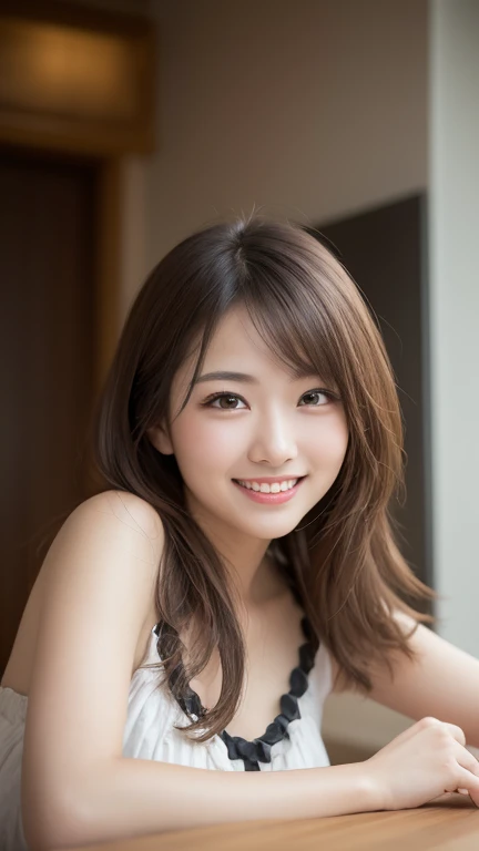 Tabletop, Highest quality, figure, Very detailed, In detail, High resolution, 8k wallpaper, Perfect dynamic composition, Beautiful attention to detail, dress,Medium Hair, small , Natural color lip, Random sexy poses,smile,Okinawa、smile