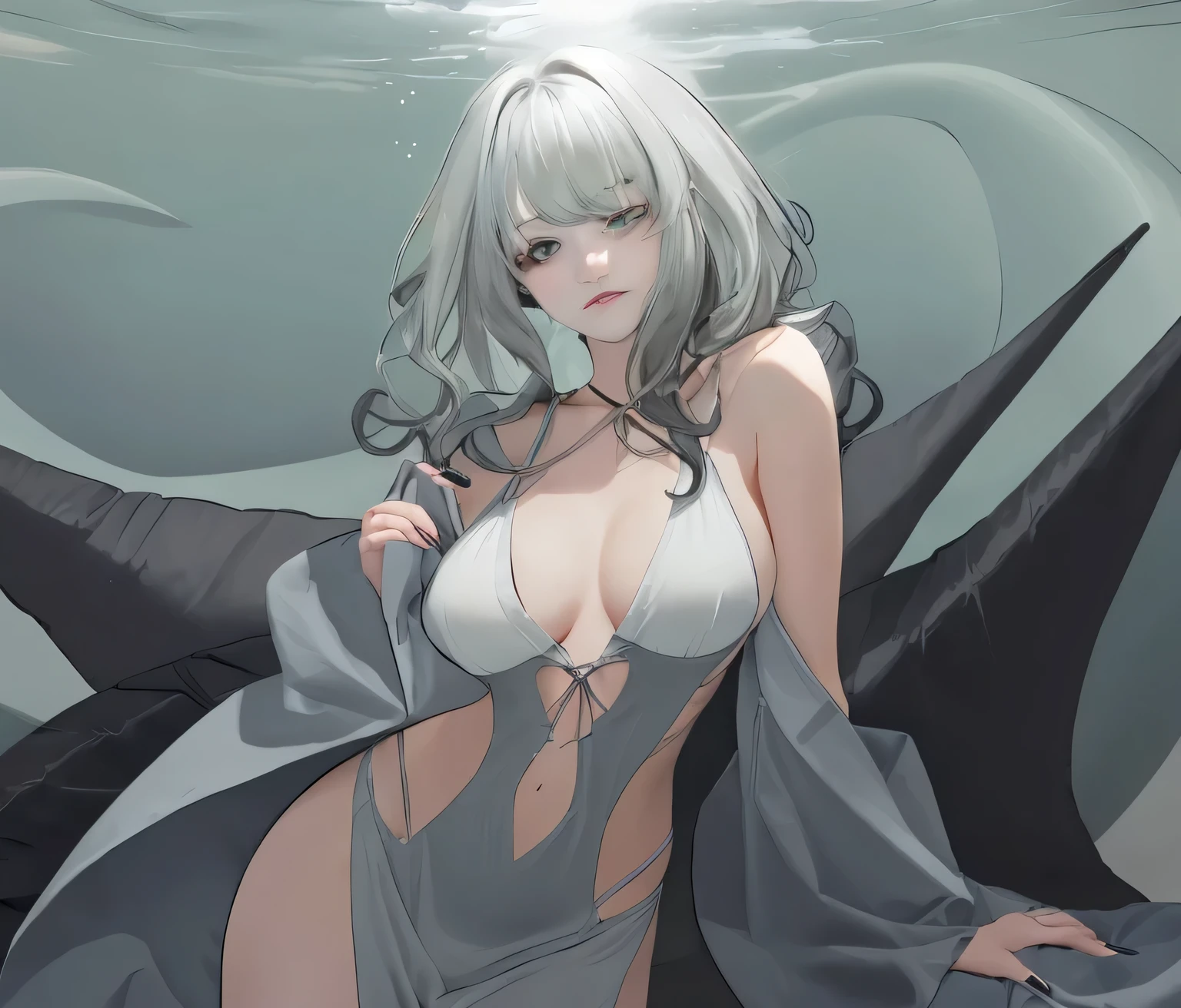 A bit more of clothes. Sleepy gray eyes