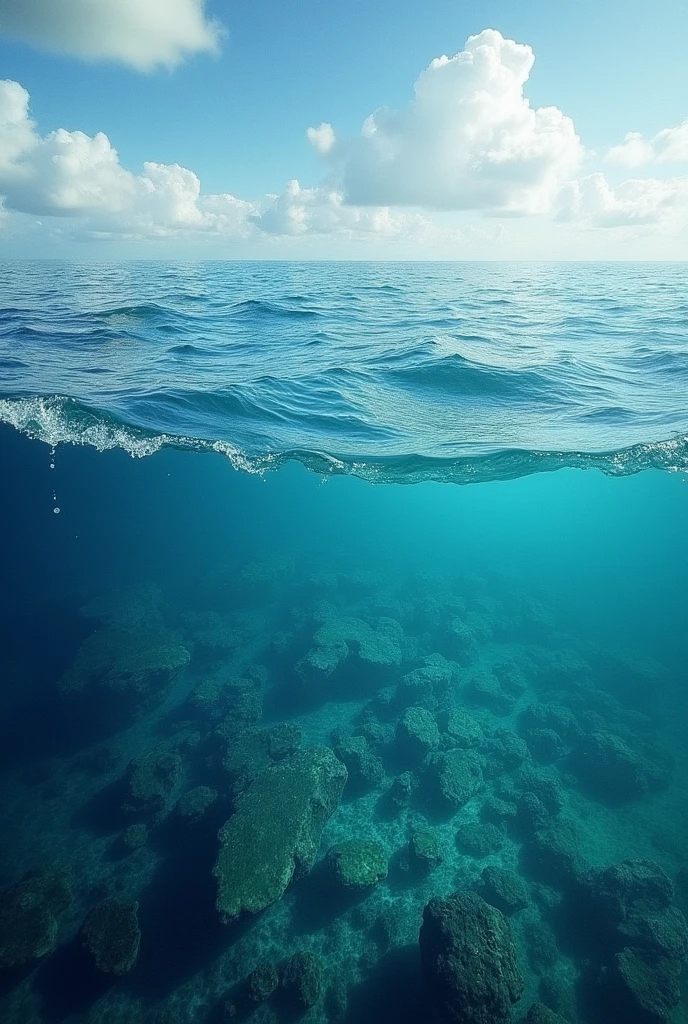 create an image of a sea, with the following sentence in Portuguese: SEA OF UNCERTAINTIES