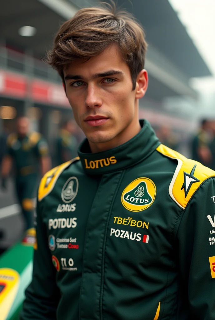 German F1 driver without helmet young Lotus F1 team