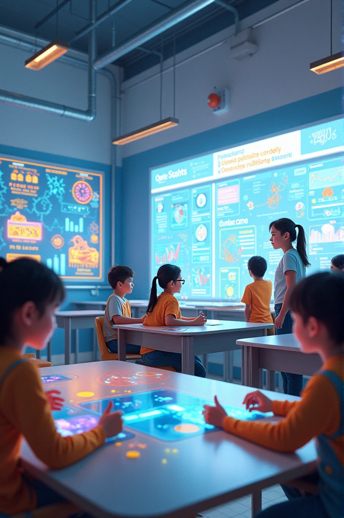 Could you clarify what you have in mind for the image? Are you looking for an illustration of children in a classroom setting, using AI tools, or something else? Any specific details or themes you'd like included?
