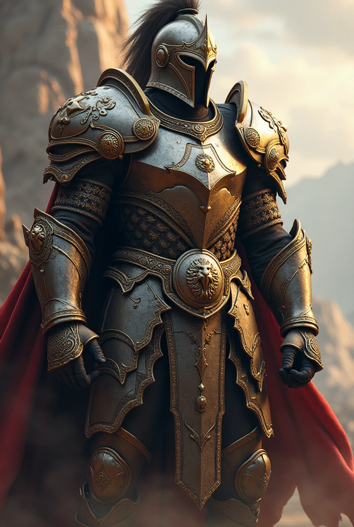 Man in full and impenetrable armor and lion of the tribe of Judah