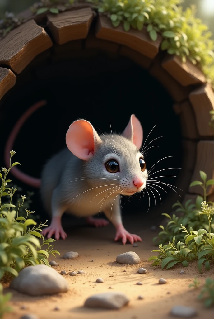 Mouse getting into a hole