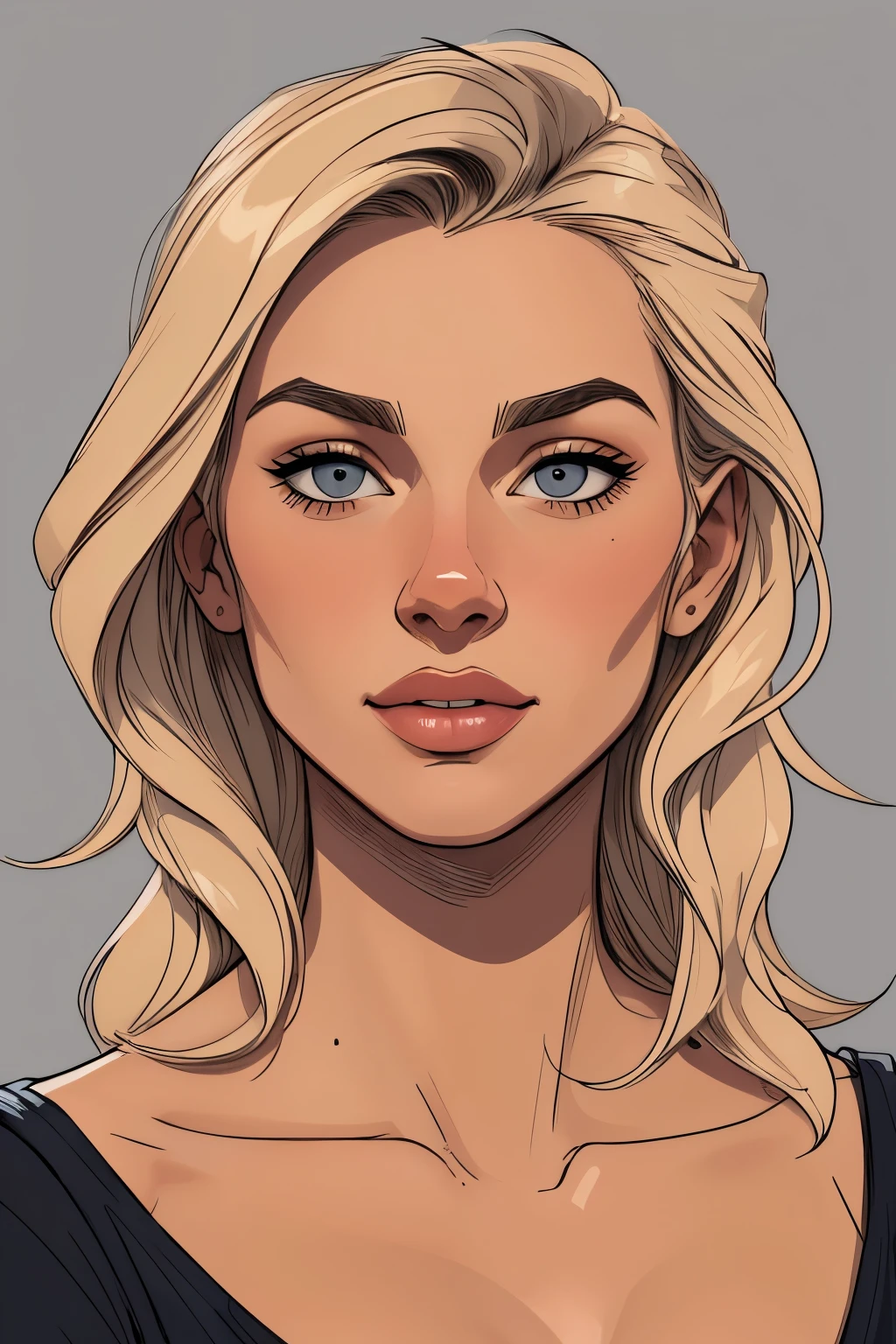 Flat colors, close up, portrait of a 25 year old surfer looking girl, tan skin, beach blonde salty hair, natural beaty, masterpiece, highly detailed,
digital illustration style, design de personagens altamente detalhado, arte digital detalhada fofa, City fan art, ((([simple dark grey background])))