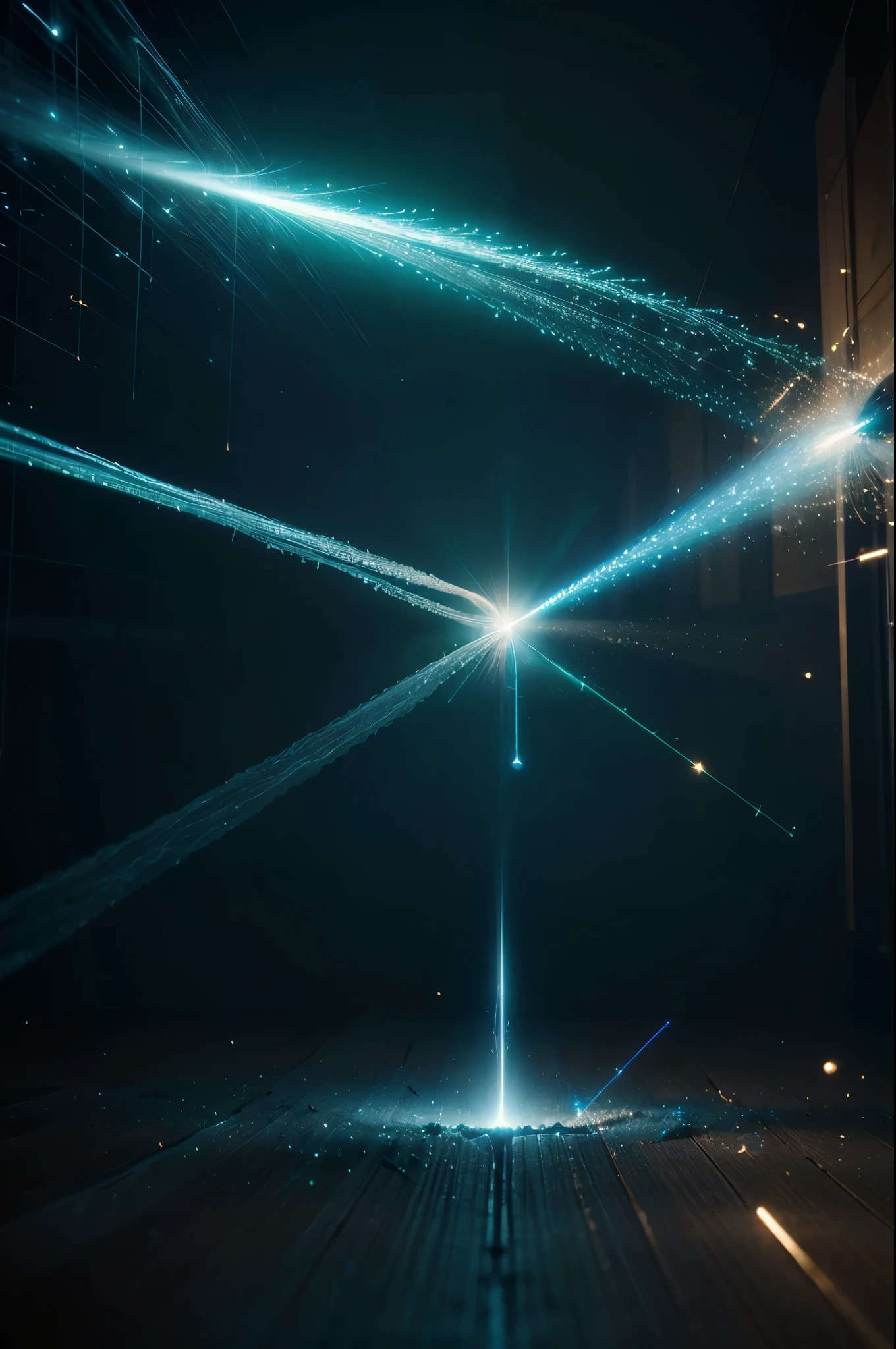 Green and blue light close-up, Translucent through dark background, Particles of light, 8K Ray Tracing, Particle explosion, Suspended particles, particle simulation, Data Fragment Breakdown, Particles of light, Cyber Background, Electric aura with particles, flying particles, Glowing particles, Futuristic Background, Blue Particles, Blue volumetric light, wire background earth