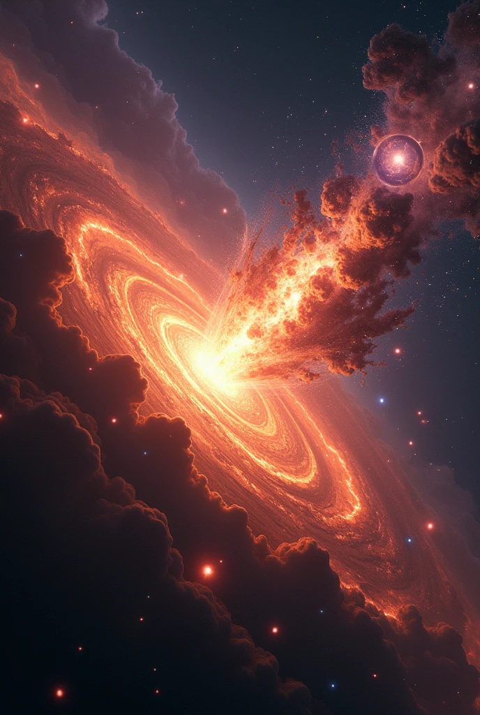Here are some image prompts in English for creating visuals related to the universe:

1. **"A stunning view of the Big Bang, with cosmic explosions and expanding galaxies."**
2. **"A vibrant depiction of the Milky Way galaxy, showcasing its spiral arms and dense star clusters."**
3. **"A cosmic panorama featuring a diverse range of galaxies, from spiral to elliptical."**
4. **"An illustration of a black hole at the center of a galaxy, with surrounding accretion disk and intense gravitational lensing effects."**
5. **"A view from Earth’s perspective, looking up at a night sky filled with stars, nebulae, and distant galaxies."**

These prompts can help create captivating and informative visuals for content about the universe.
