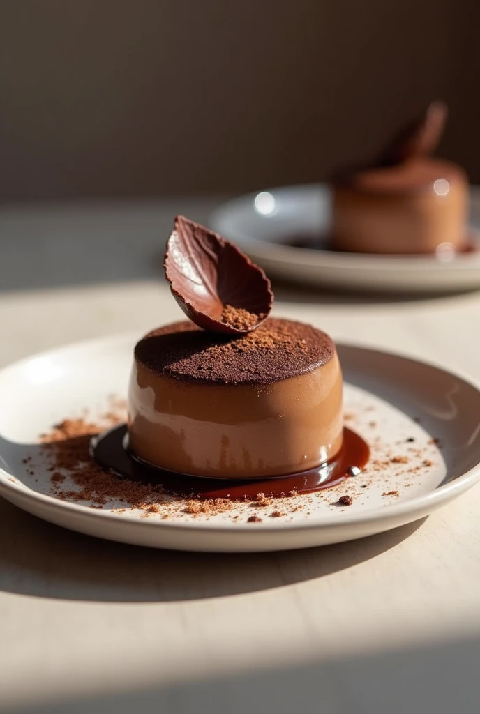Making a dessert with chocolate on the side as an ingredient