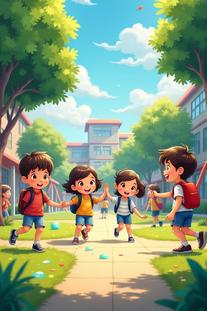 Children in school ground