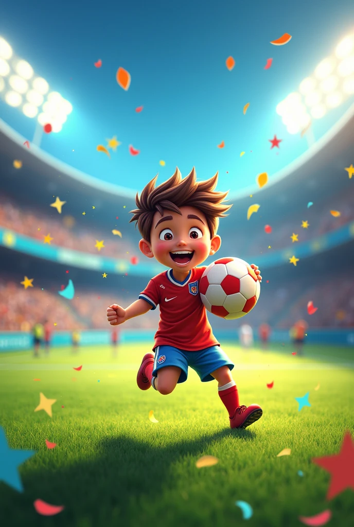 Create a football birthday invitation with name Lucas, August 25th, AV address. JUDGE JOAO BATISTA DE ARRUDA SAMPAΙΟ number 153

