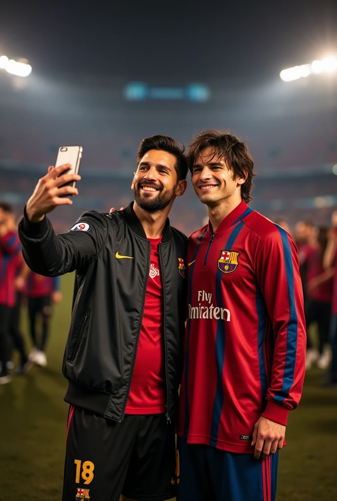 Michael Jackson and Lionel Messi happy taking a selfie