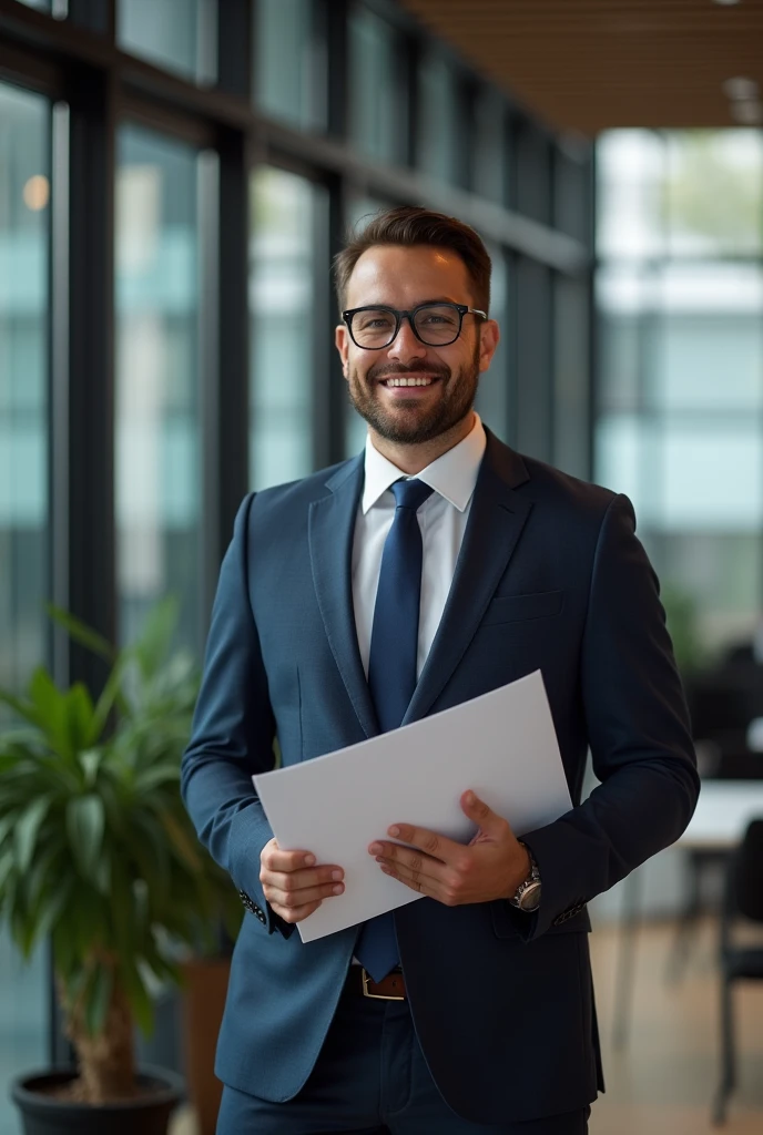 create an image of an investor, charging amounts from a client, with an office background, in a 9x16 format