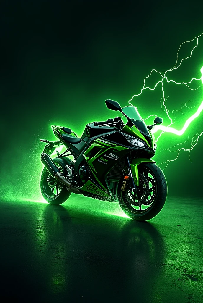 Kawasaki ninja 300 combined with a green lightning bolt