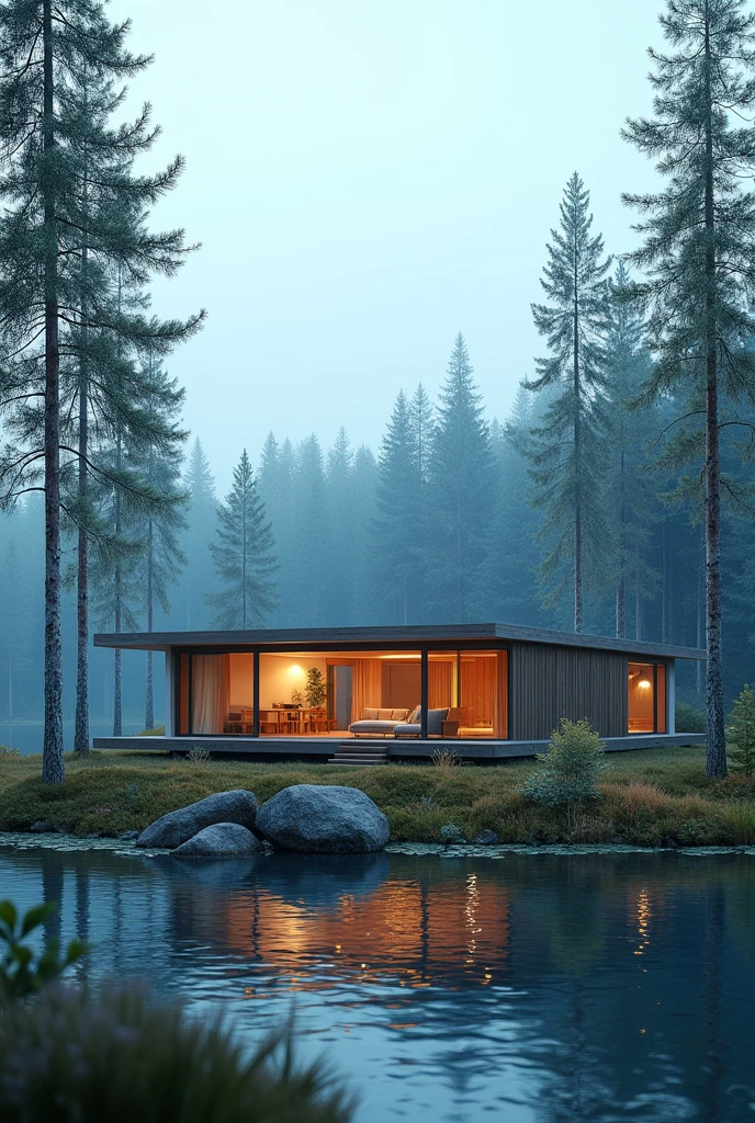 Blue aesthetic cabin