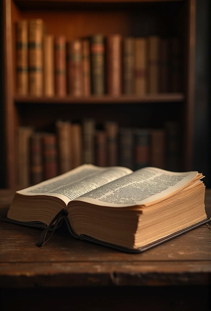 "please, Create high-definition Bible images，Capture the reverence and spiritual meaning of this holy book. Images should convey biblical and religious importance, Presented with dignity and respect. Use soft lighting to highlight cover and page details, Emphasize its texture and aging, If applicable. Place the Bible in a setting that evokes a sacred atmosphere, Like the wooden shelves of an old library or a lit altar. Color and typography should be subtle, Being presented, Must be elegant、cautious. Images should inspire awe and connection to the words and teachings in the Bible."