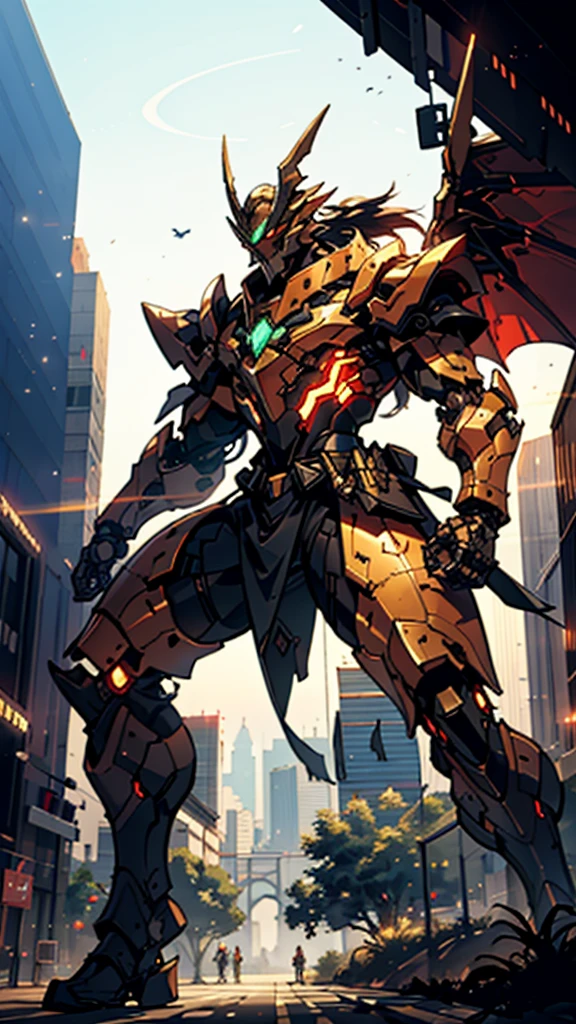 A man wearing a full-face helmet, a fantasy-style biotech armored combat suit, green eyes, (a composite layered chest armor), fully enclosed shoulder guards, matching arm and leg guards, the belt is adorned with dragon claw grasping orbs, (the color scheme is primarily black with red accents), the design balances heavy with agility, a high-tech bio-mecha armor, (dragons concept Armor, stand on the top of a skyscraper in a futuristic sci-fi city), this character embodies a finely crafted fantasy-surreal style armored hero in anime style, exquisite and mature manga art style, (element, plasma, energy, the armor glows), ((male:1.5)), metallic, real texture material, dramatic, high definition, best quality, highres, ultra-detailed, ultra-fine painting, extremely delicate, professional, perfect body proportions, golden ratio, anatomically correct, symmetrical face, extremely detailed eyes and face, high quality eyes, creativity, RAW photo, UHD, 32k, Natural light, cinematic lighting, masterpiece-anatomy-perfect, masterpiece:1.5