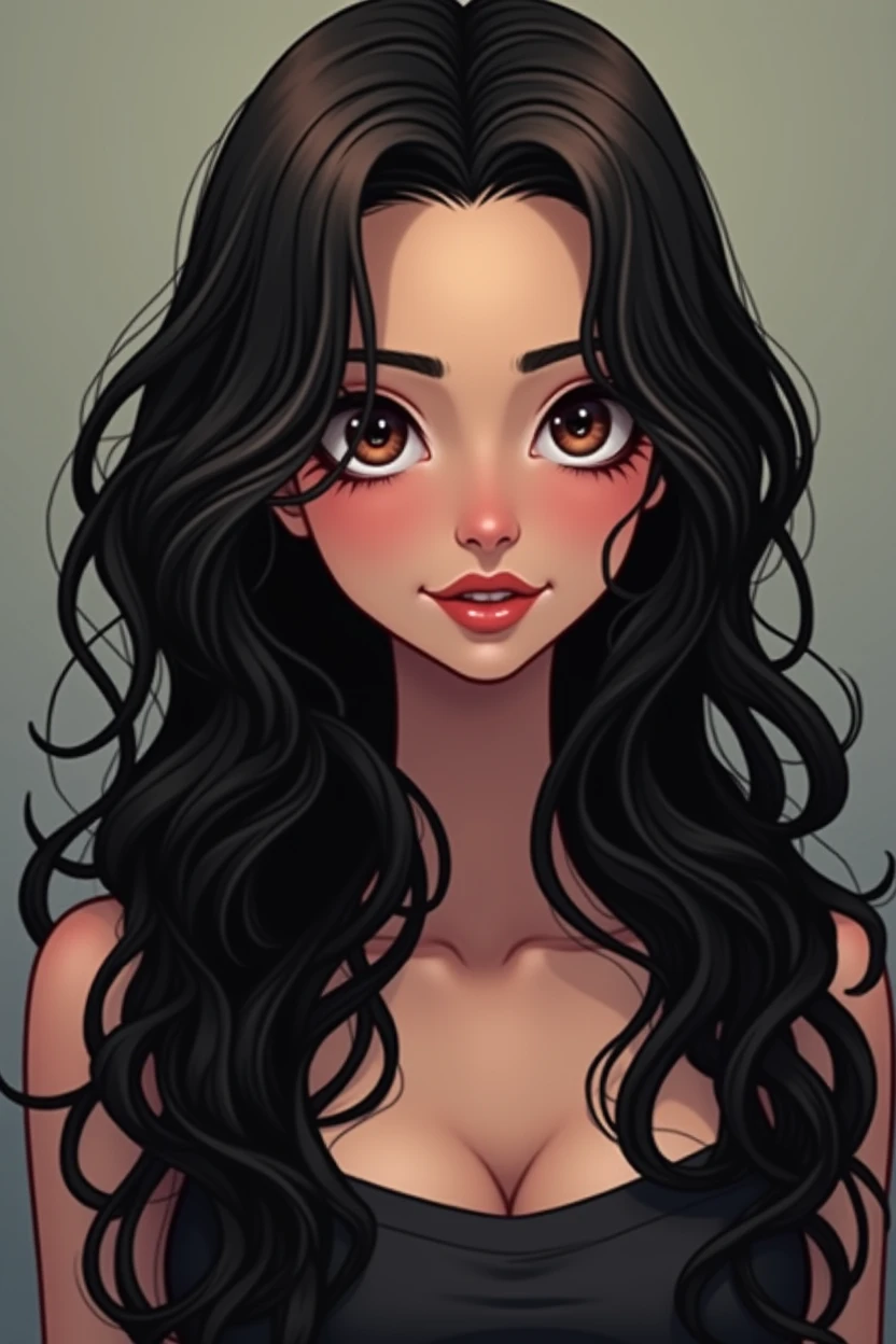 A cool girl with long black hair