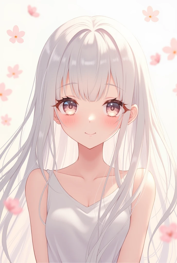 Pure character Sakura image Girl Anime-like Little sister feeling Front Long hair White hair