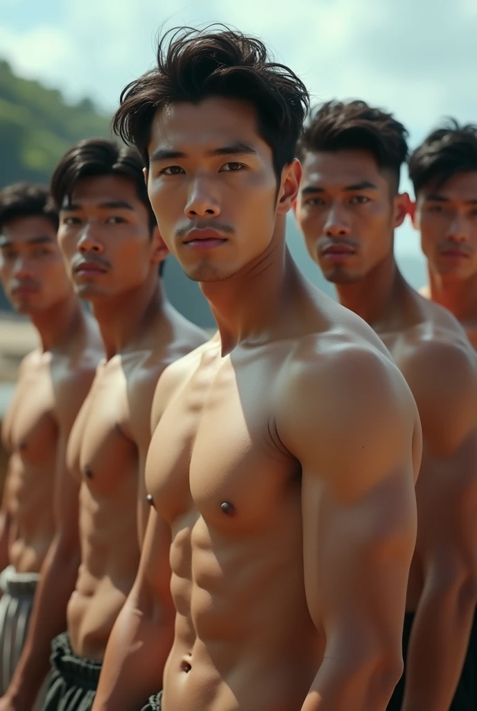 Handsome shirtless asian men
