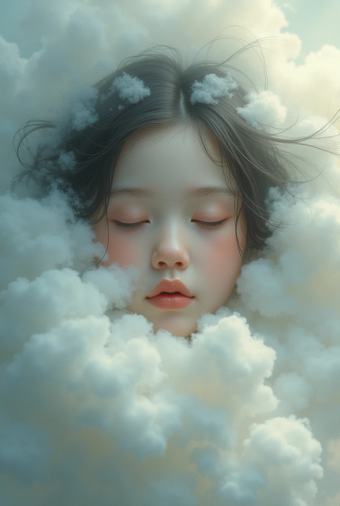 Face of a girl in clouds 