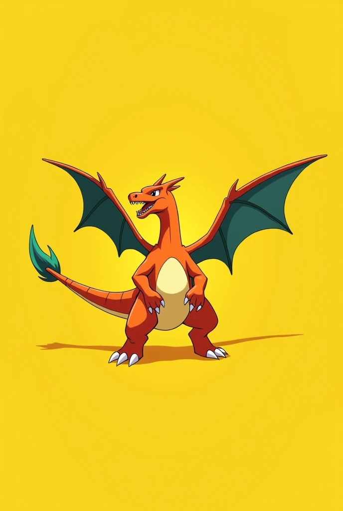 Yellow background Pokémon Charizard in the center, same as the Pokémon design 