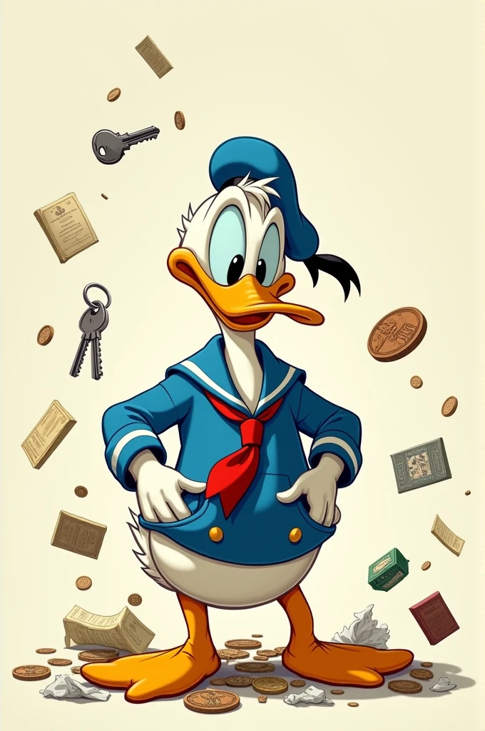 Donald Duck turned out his pockets