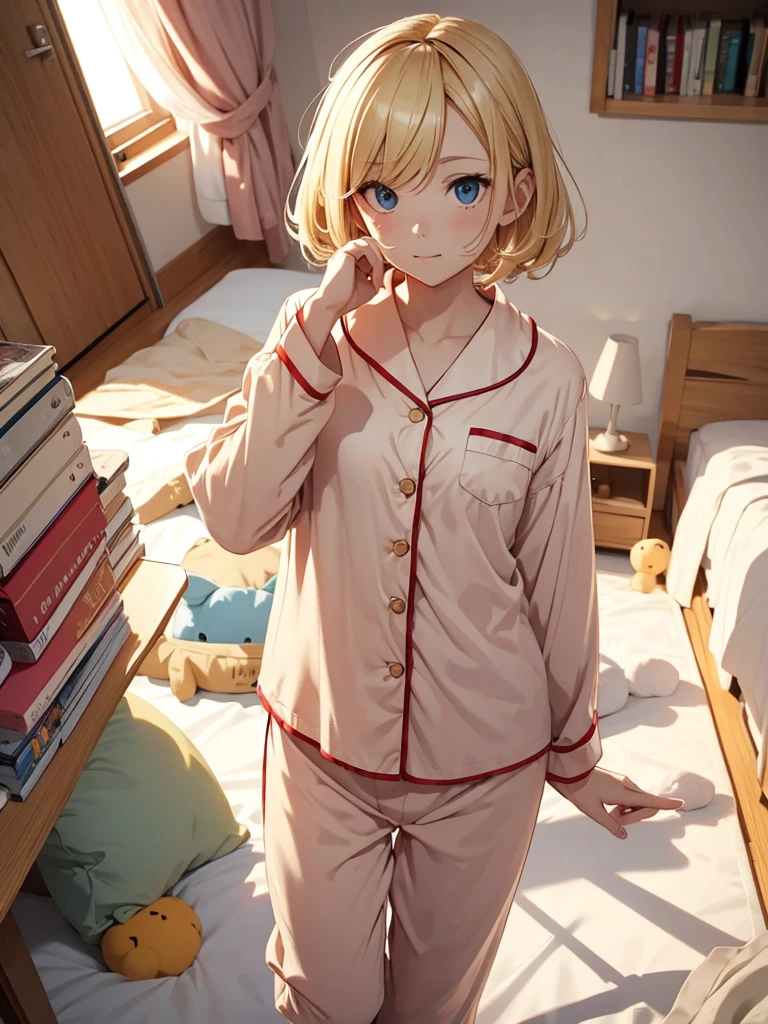 blonde, short pajamas, Room