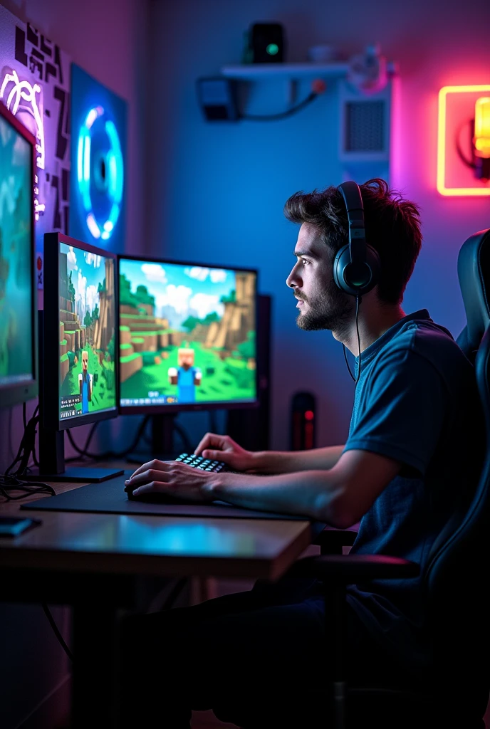 Pc gamer playing minecraft $10000