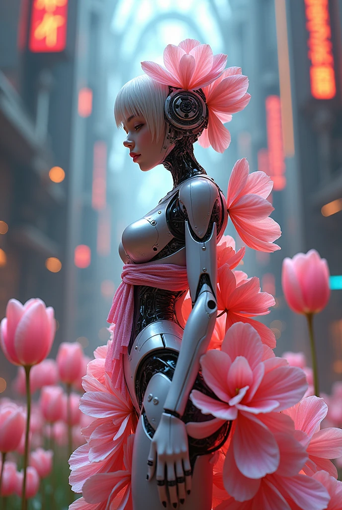 (3d,Mechanical feel,cute,ais-scrapyrd 1girl,tulip),(Use a wide-angle lens to capture whole body images:1.9),(masterpiece:1.1),(Highest quality:1.1),(HDR:1.0),Ambient Light,Ultra high quality,(Ultra-detailed original illustrations),(1 Girl,whole body),(Rainbow tulip flower skirt),(Slender thighs),(Shoes made from tulip flowers: 1.5),((Harajuku Fashion)),((Flowers with human eyes,Eye disease)),Double Exposure,Fusion of Fluid Abstract Art,Fault,(Original illustration composition),(Limited color blending,Extreme art style,Geometric artstyle), , Colorful neon lights,High-tech mechanical parts,Metal body,(Detailed vibranium tulip flower design:1.9),Vibrant colors,Dynamic luminous tulip flowers,Reflective metal surface,Bright environment,Dynamic poses,Exquisite existence,Skills Improvement,Interlocking mechanical gears,Stylish design,motion blur effect,Detailed metal treatment,Sci-fi atmosphere,Streamlined aerodynamic shape,Laser scanning pattern,Holographic projection,LED light track,Beautiful and unforgettable,Advanced sensors,Complex algorithms,Ominous and mysterious atmosphere,Electric Spark,Shiny chrome,Propulsion systems of the future,(Best quality,8k,high resolution,masterpiece:1.2),Super detailed,(whole body:1.8), magazine photography,A cute girl image,Popular on social platforms,((Dopamineism)),(((Dopamine color matching))),Dopamine,(in the style of Y2K),Luo Erchun,3D Antique,Oriental poetry and painting