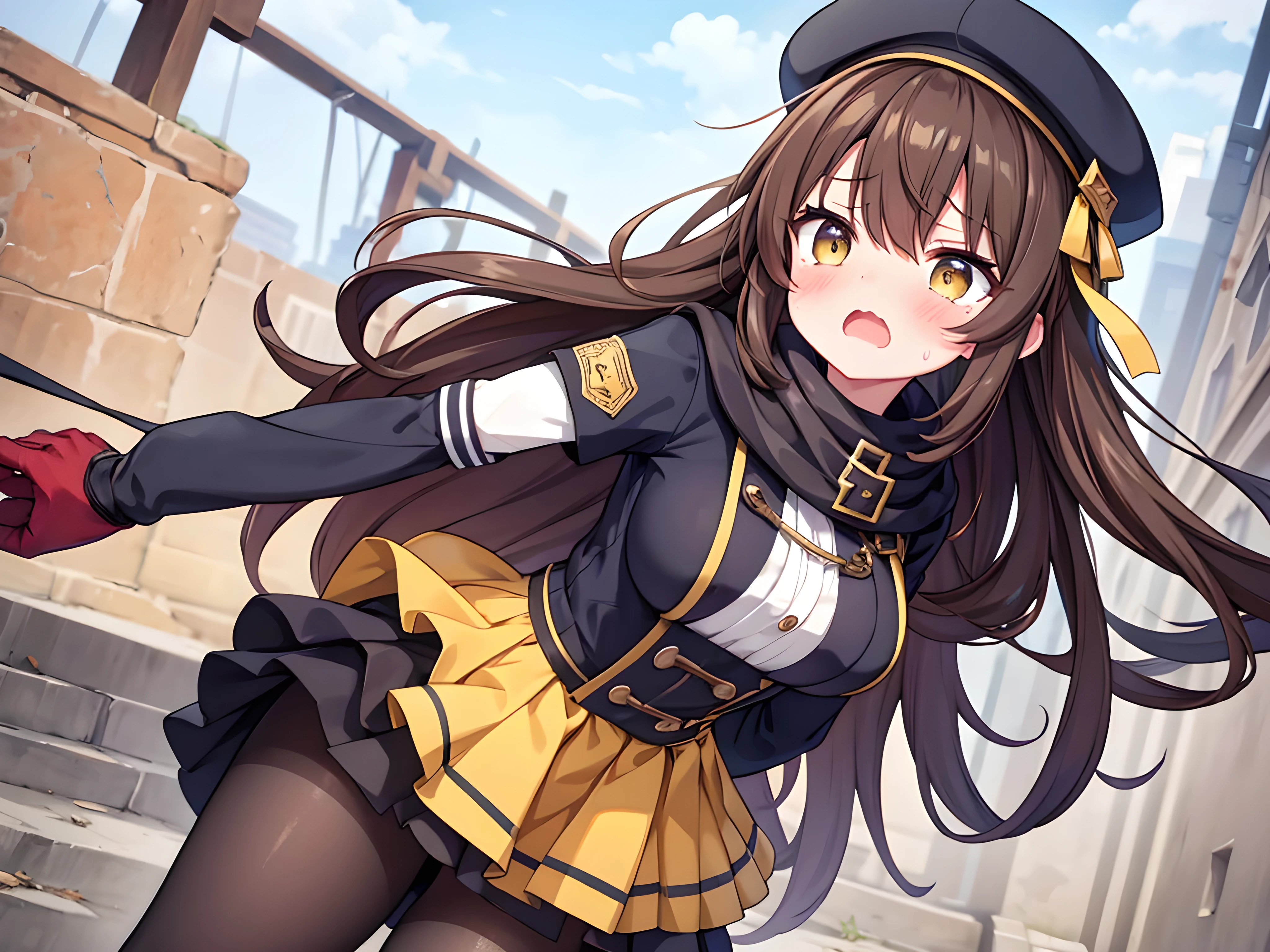 score_9, score_8_up, score_7_up, BREAK source_anime, rating_explicit, best quality, masterpiece, uncensored, 1girl,alena, brown eyes, brown hair, curly hair, long hair,cape, dress, gloves, hat, pantyhose, yellow dress, scarf, short sleeves,torn clothes,sweat,panic face,crying with eyes open,constricted pupils,suspended congress,screaming,cum,cum on hair,cum on breasts,,incontinence, to be crucified,crucifixion, bound,oil,intense trembling effect motion lines with sexual climax, trembling motionline for orgasm,expressionless,unconscious,shaded face,