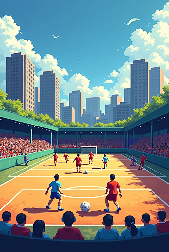 Make a futsal court in pixel art