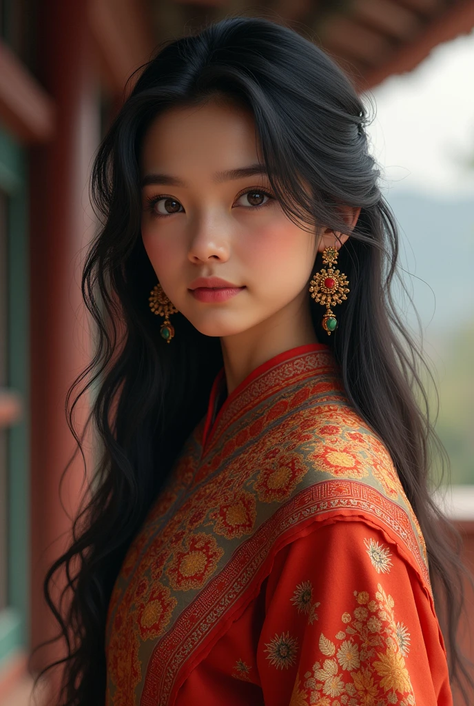 19 year nepali girl full dress long hair