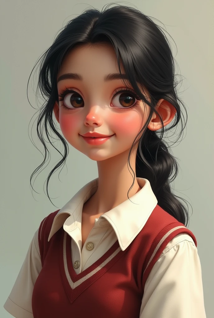 Indian Beautiful girl in school dress , extremely large chest size, very fair and white ,pink cheeks ,having fun