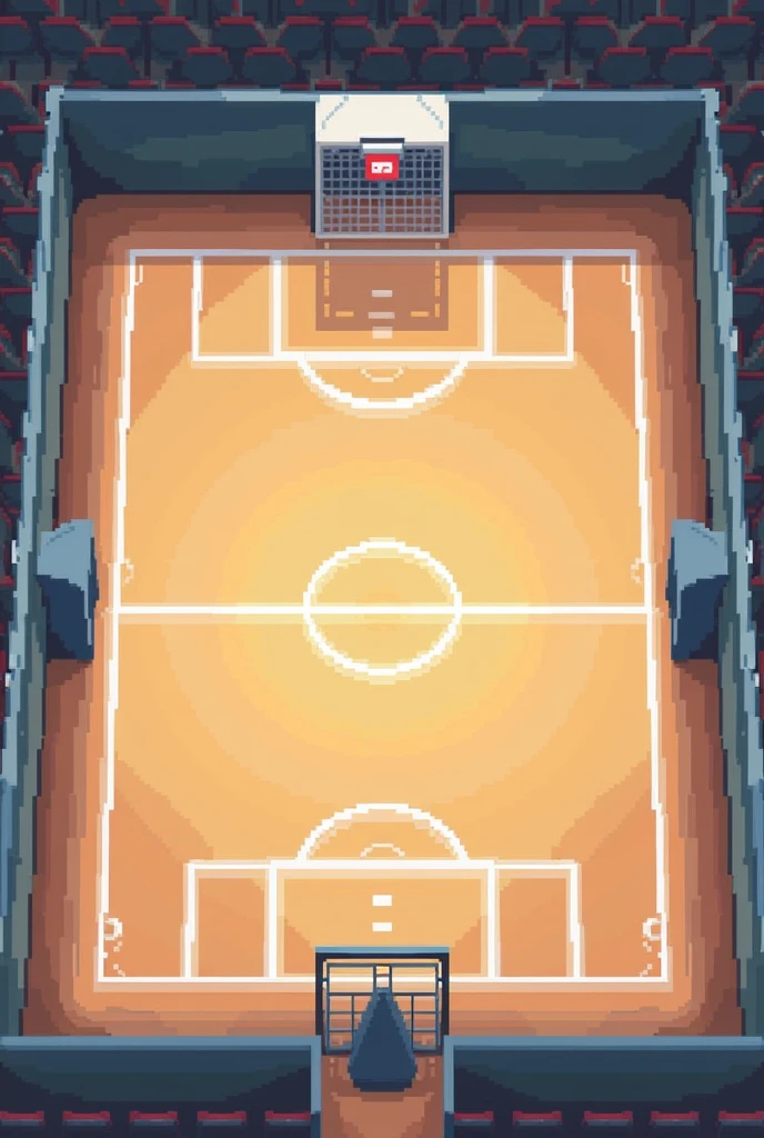 Make the center of an empty futsal court, in pixel art