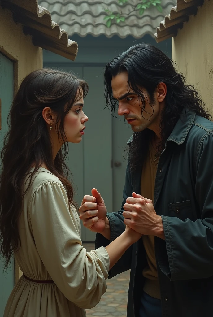 Images of Casilda being deceived by an envious neighbor, the fury on his face