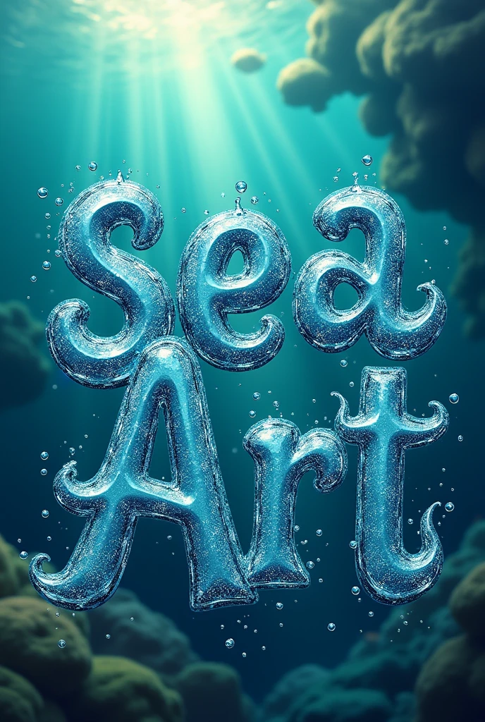 Typography Poster design, cute magical letter-shaped water, fonts, txt says "seaArt", vivid, masterpiece, best quality, Professional, ultra-detailed, intricate details
