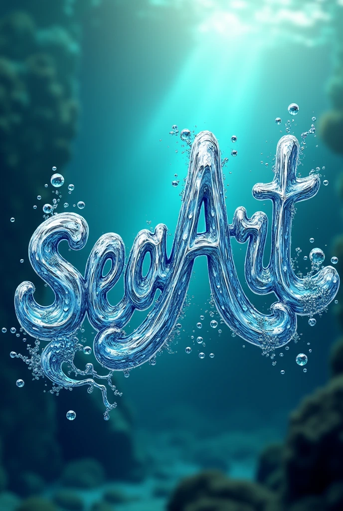 Typography Poster design, cute magical letter-shaped water, fonts, txt says "seaArt", vivid, masterpiece, best quality, Professional, ultra-detailed, intricate details