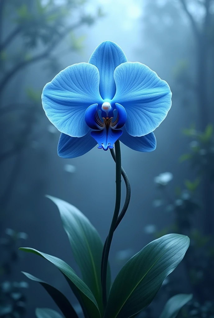 Blue orchid, leaf stalk