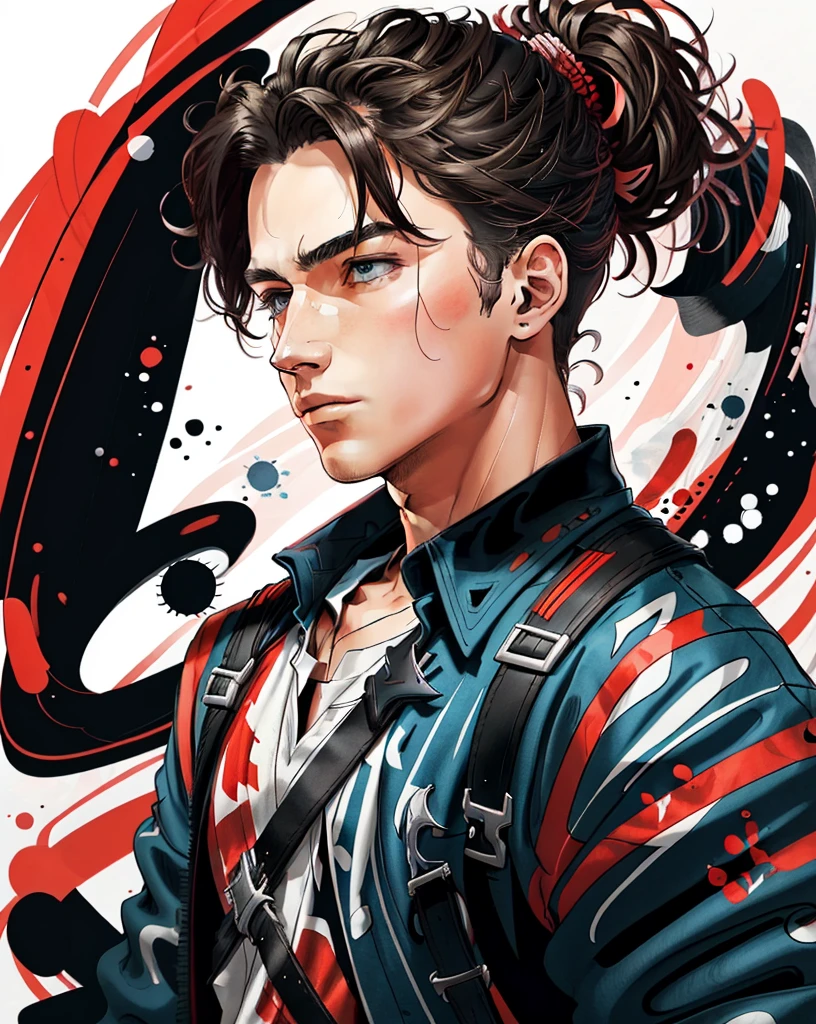 medium shot. in the style of 0mib. handsome young adult man, digital painting, overdetailed, best quality, soft lighting,