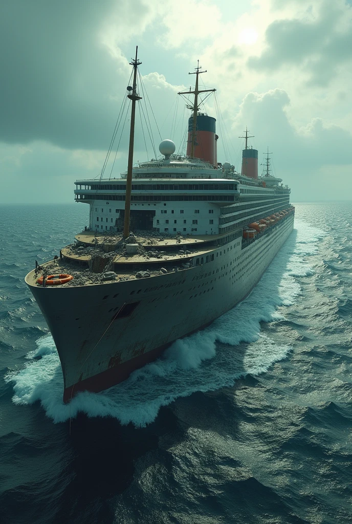 Make a destroyed cruise in the middle of the sea